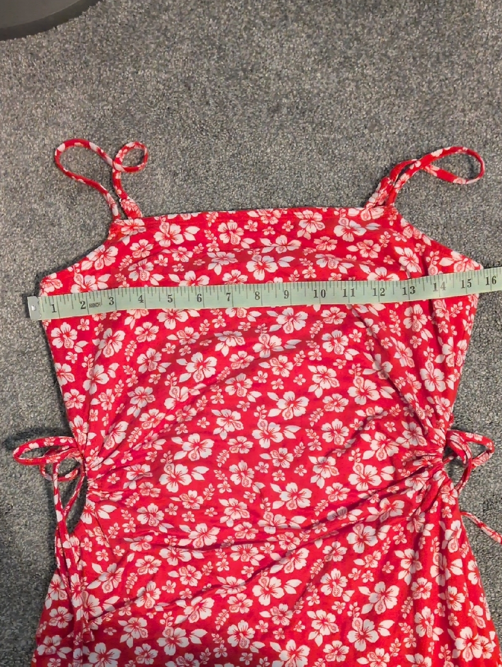 Hollister Hibiscus 🌺 Tropical Floral Red Dress Size Medium - Picture 6 of 7